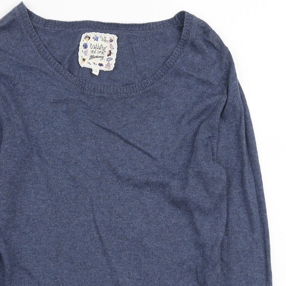 MANTARAY PRODUCTS Womens Blue Boat Neck Cotton Pullover Jumper Size 12
