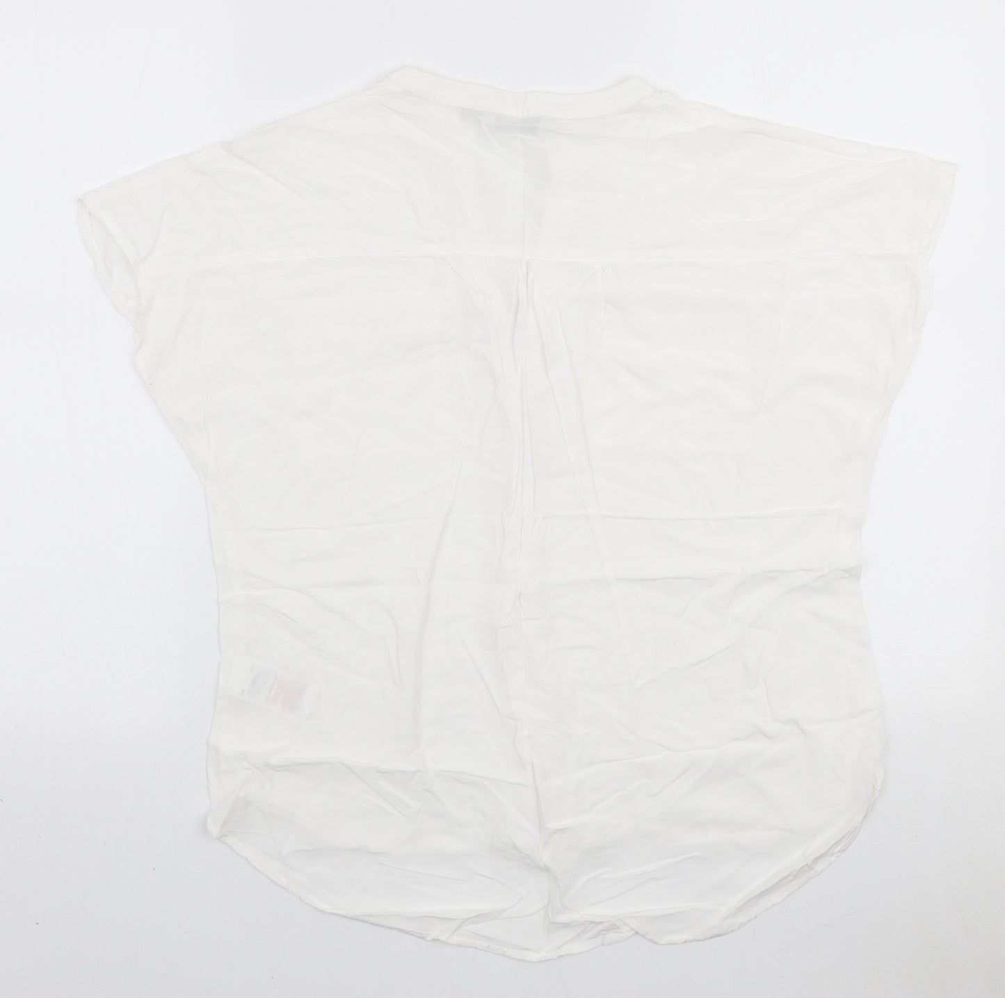 Peacocks Womens White Cotton Basic Blouse Size 12 V-Neck