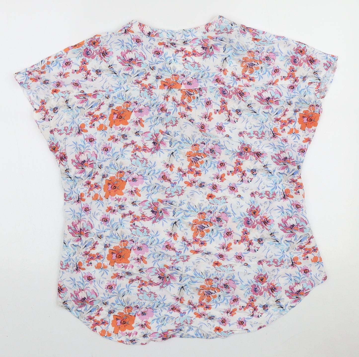 Peacocks Womens Multicoloured Floral Viscose Basic Blouse Size 12 V-Neck