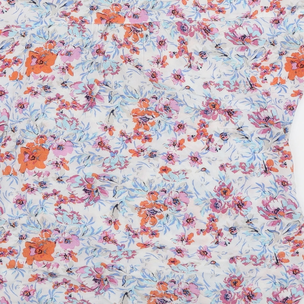 Peacocks Womens Multicoloured Floral Viscose Basic Blouse Size 12 V-Neck