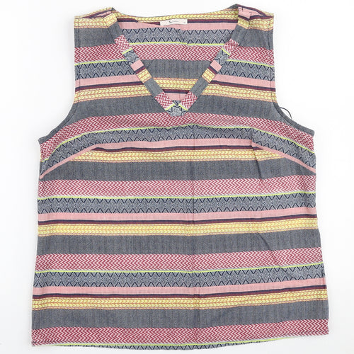 TU Womens Multicoloured Geometric Cotton Basic Tank Size 14 V-Neck