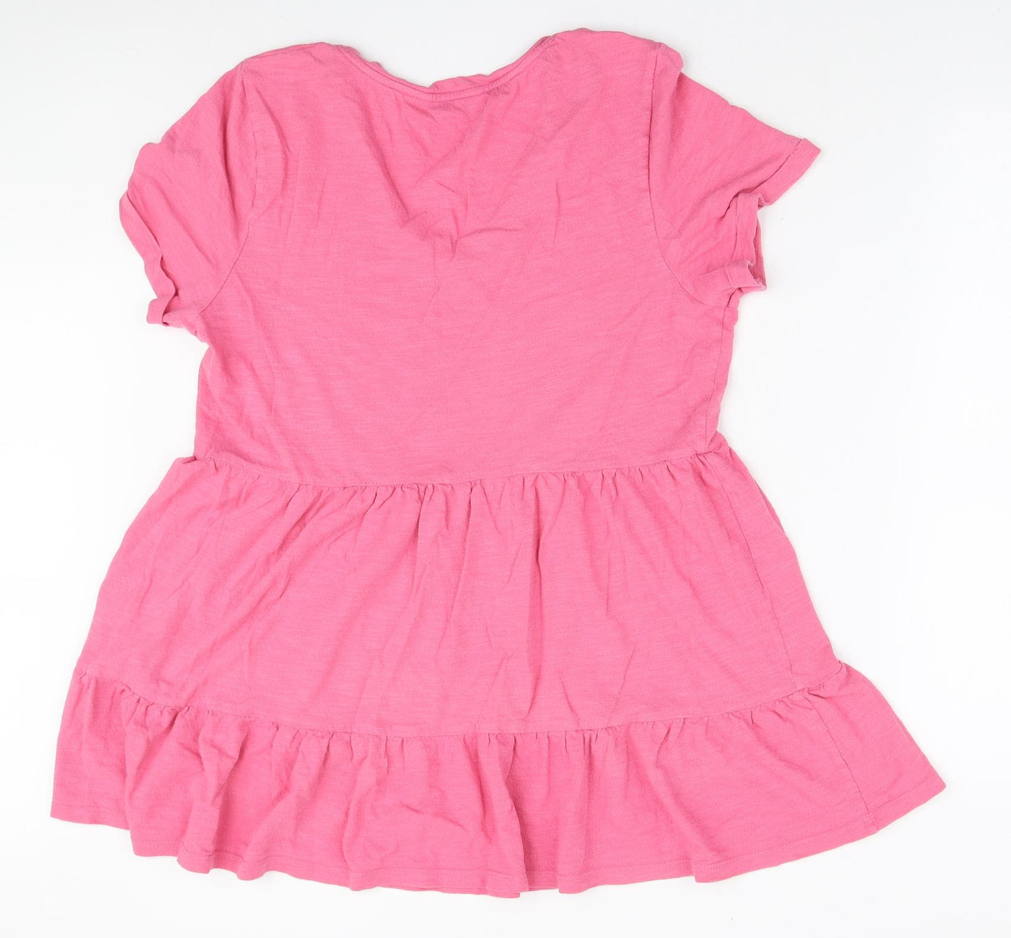 George Womens Pink Cotton Tunic T-Shirt Size 16 V-Neck