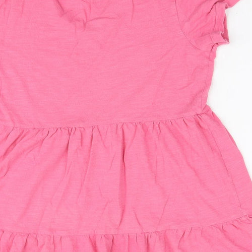 George Womens Pink Cotton Tunic T-Shirt Size 16 V-Neck