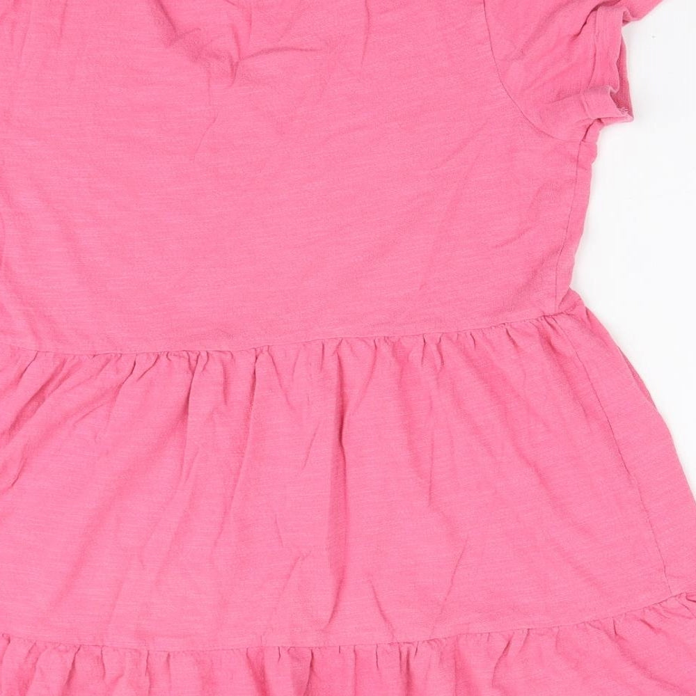 George Womens Pink Cotton Tunic T-Shirt Size 16 V-Neck