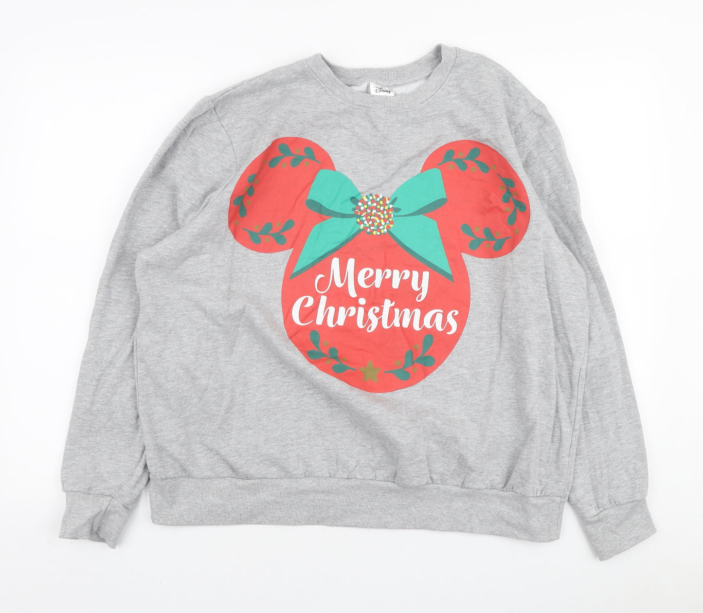 Disney Womens Grey Polyester Pullover Sweatshirt Size 16 Pullover - Minnie Mouse Christmas