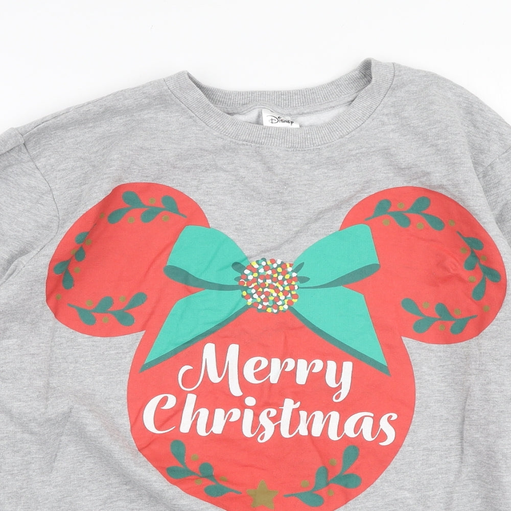 Disney Womens Grey Polyester Pullover Sweatshirt Size 16 Pullover - Minnie Mouse Christmas