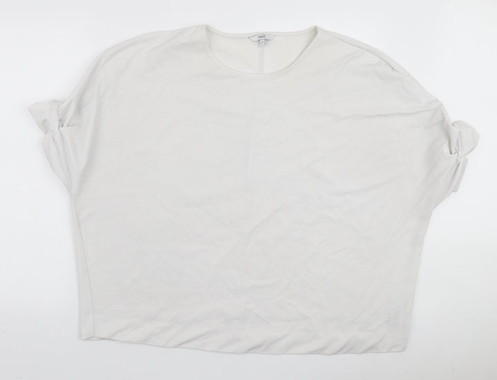 NEXT Womens White Polyester Basic T-Shirt Size 22 Round Neck - Ruched Sleeves