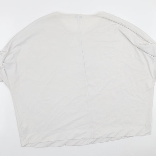 NEXT Womens White Polyester Basic T-Shirt Size 22 Round Neck - Ruched Sleeves