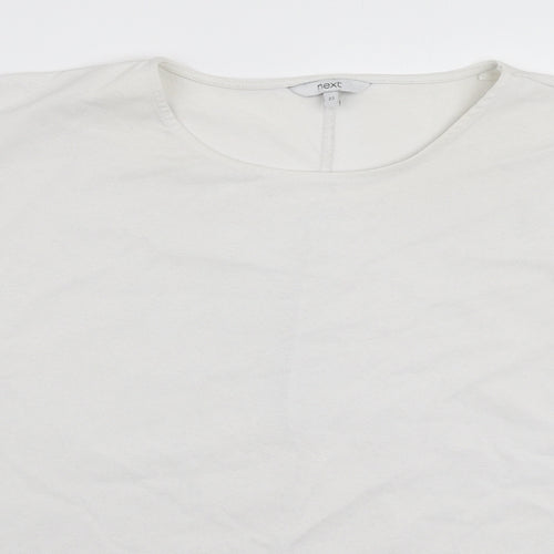 NEXT Womens White Polyester Basic T-Shirt Size 22 Round Neck - Ruched Sleeves