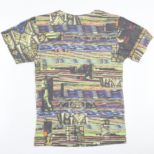 Hype Mens Multicoloured Geometric Polyester T-Shirt Size L Round Neck