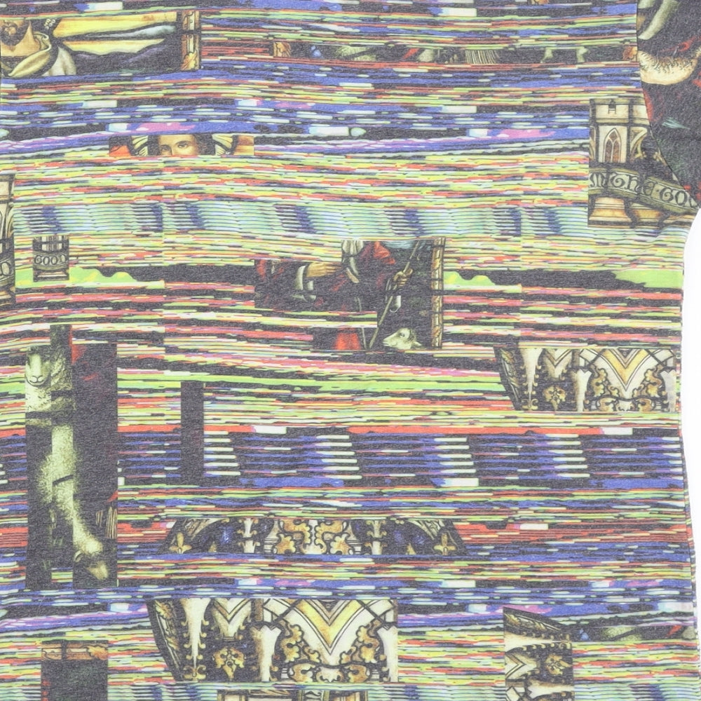 Hype Mens Multicoloured Geometric Polyester T-Shirt Size L Round Neck