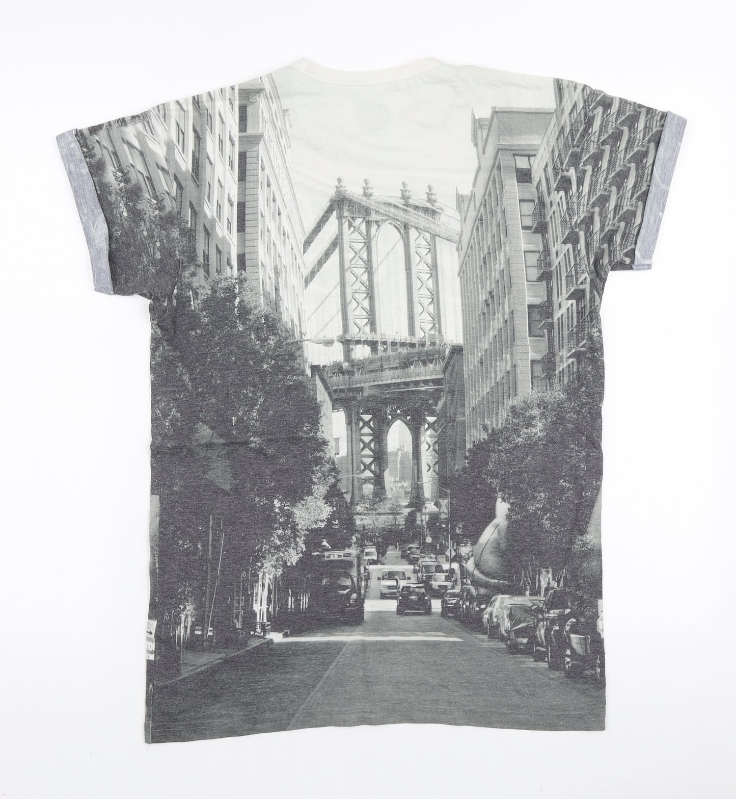 NEXT Mens Grey Polyester T-Shirt Size S Round Neck - Brooklyn