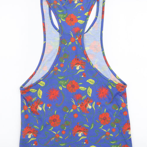 Night Addict Womens Blue Floral Polyester Basic Tank Size XS Scoop Neck