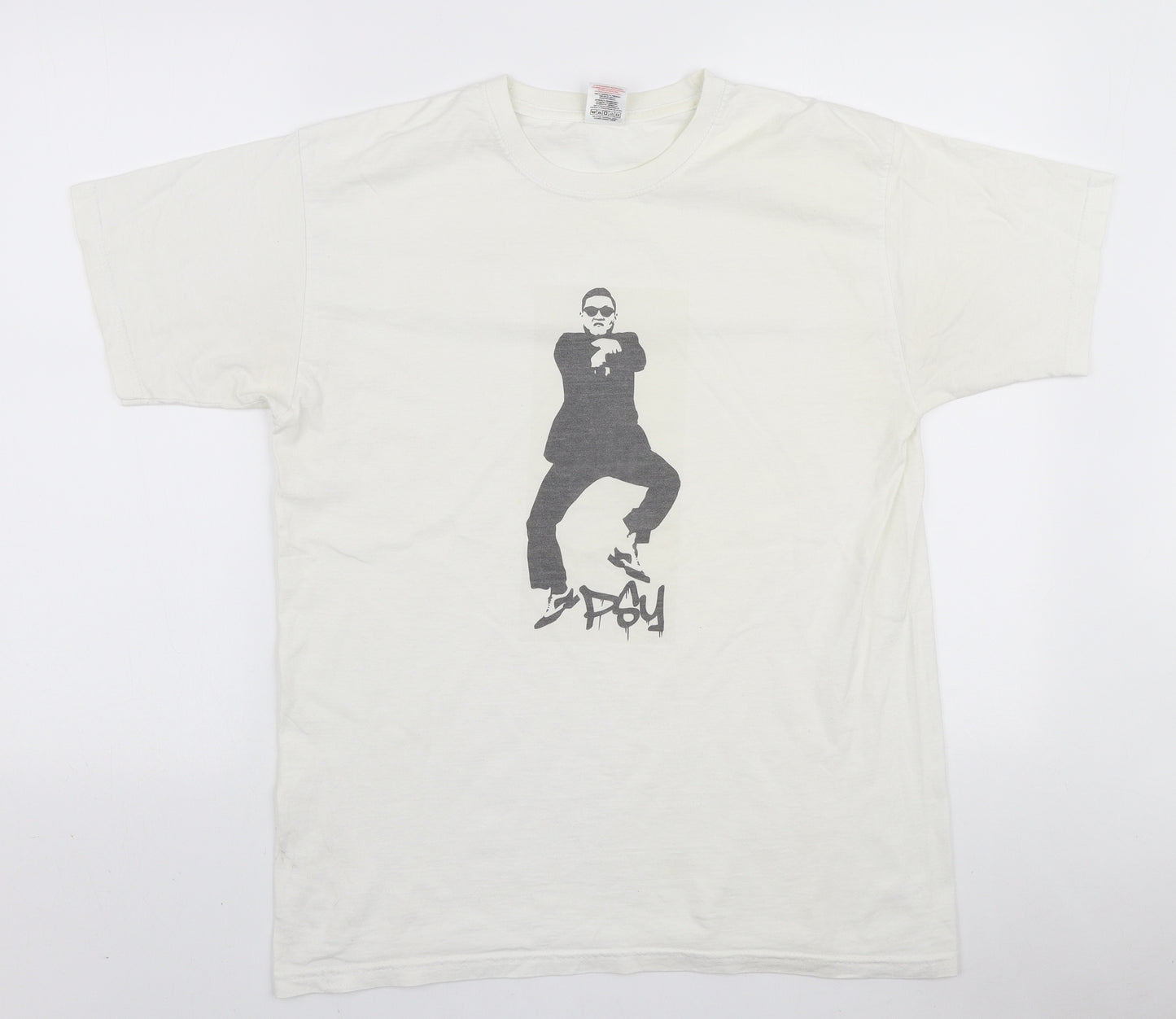 Fruit of the Loom Mens White Cotton T-Shirt Size M Round Neck - Psy
