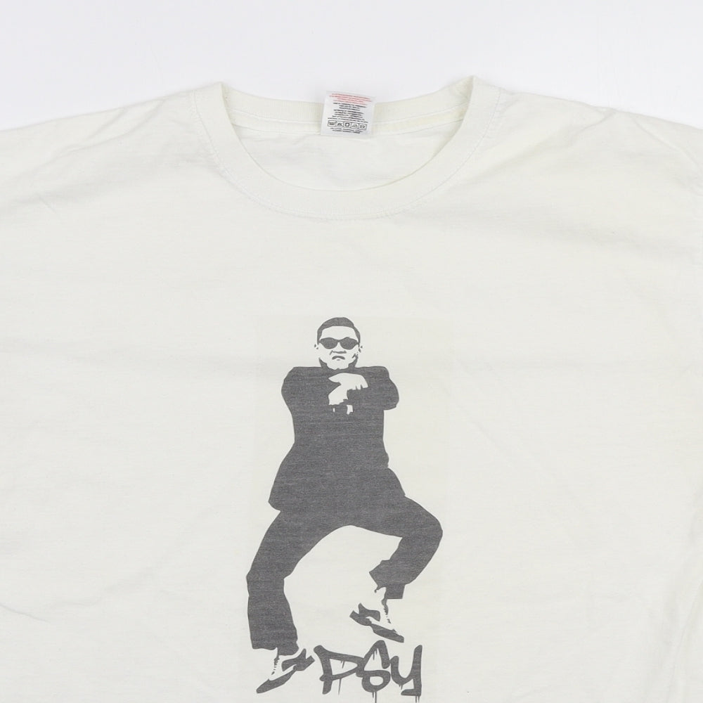 Fruit of the Loom Mens White Cotton T-Shirt Size M Round Neck - Psy
