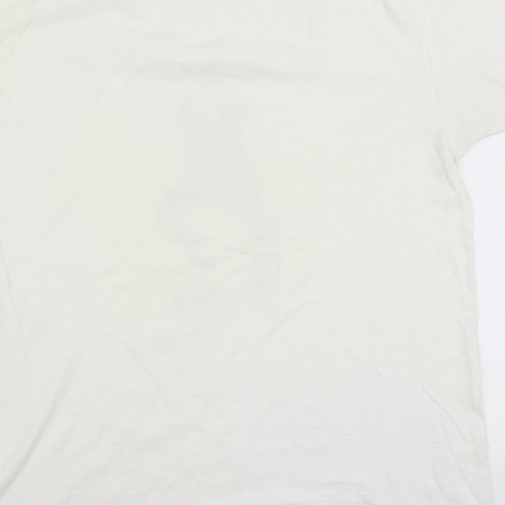 Fruit of the Loom Mens White Cotton T-Shirt Size M Round Neck - Psy