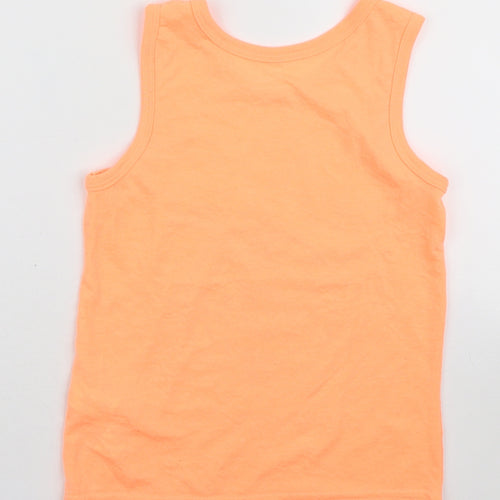 Primark Girls Orange Polyester Basic Tank Size 6-7 Years Scoop Neck Pullover - West Coast
