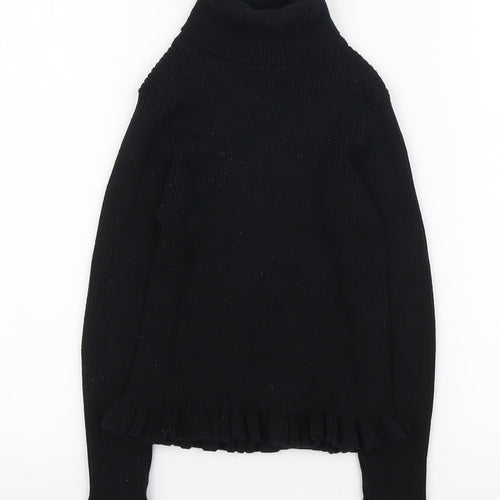 Matalan Girls Black Roll Neck Cotton Pullover Jumper Size 8 Years Pullover