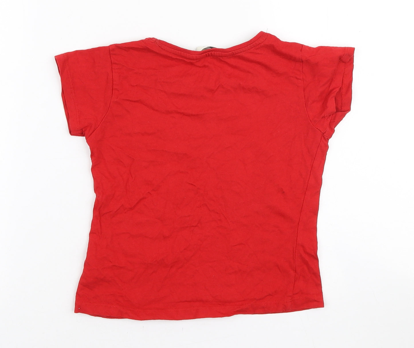 Miss Evie Girls Red Cotton Basic T-Shirt Size 6-7 Years Round Neck Pullover - Wales