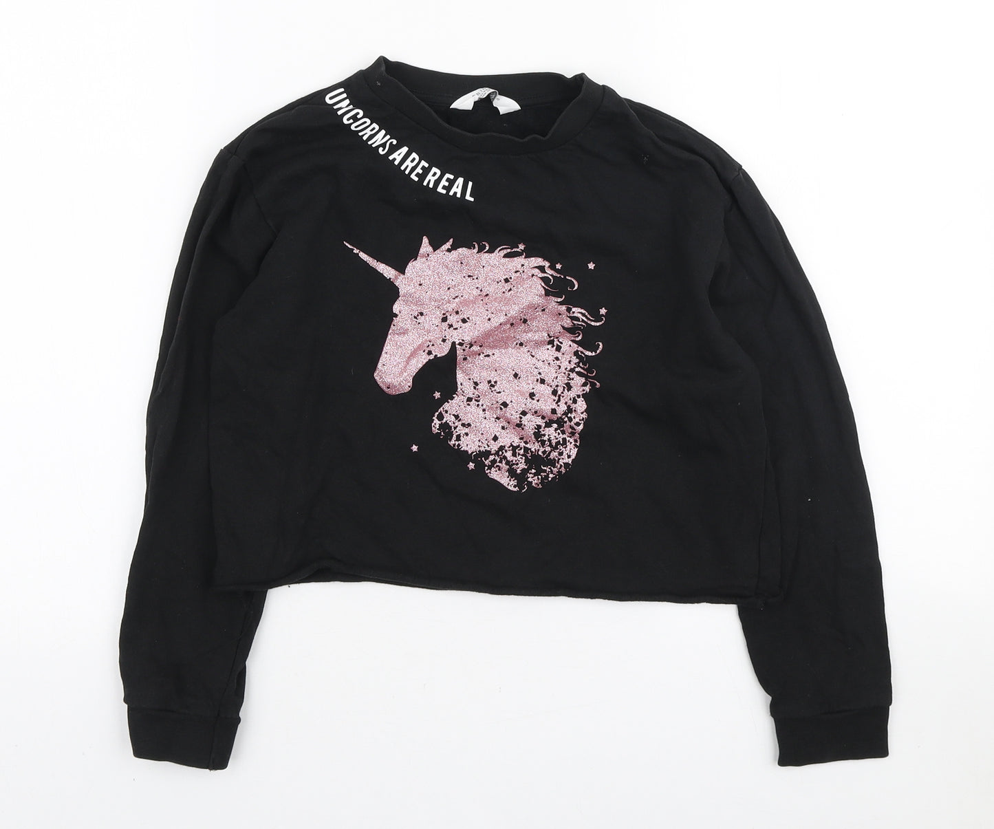 Primark Girls Black Cotton Pullover Sweatshirt Size 10-11 Years Pullover - Unicorns Are Real