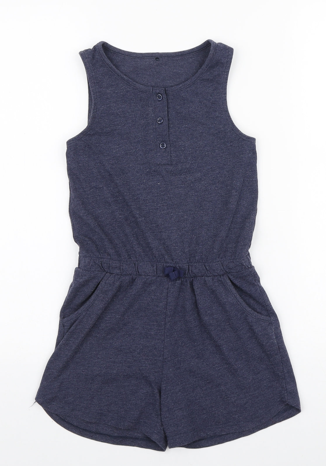 George Girls Blue Cotton Playsuit One-Piece Size 7-8 Years Button
