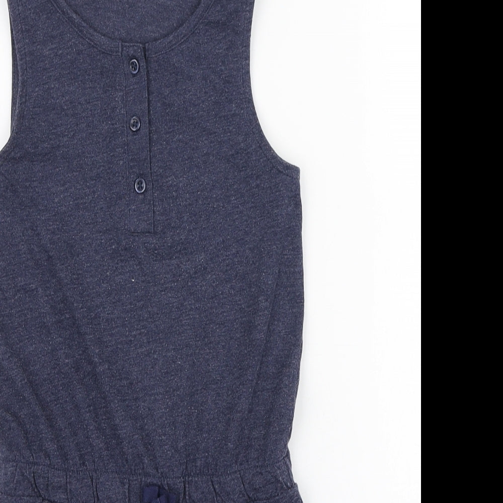 George Girls Blue Cotton Playsuit One-Piece Size 7-8 Years Button