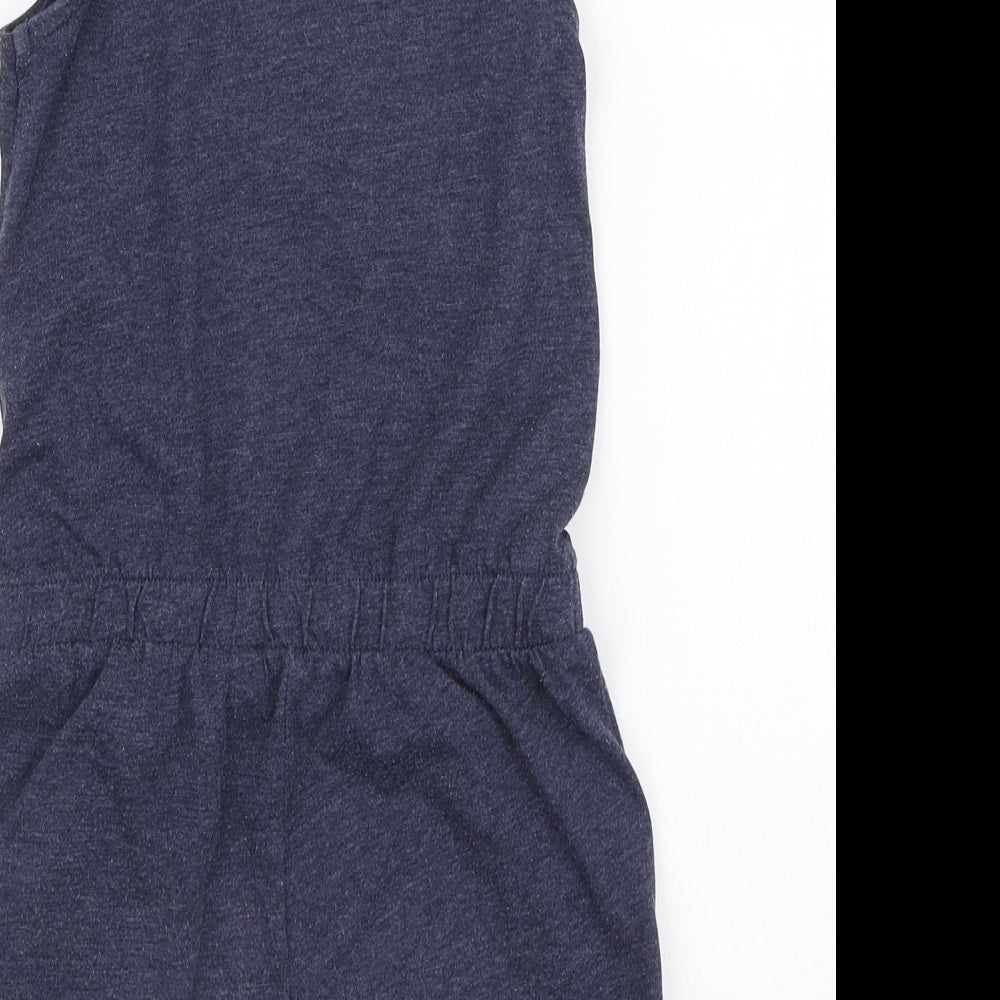 George Girls Blue Cotton Playsuit One-Piece Size 7-8 Years Button