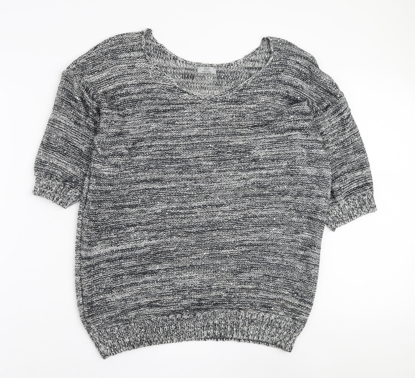F&F Womens Grey Scoop Neck Polyester Pullover Jumper Size 18