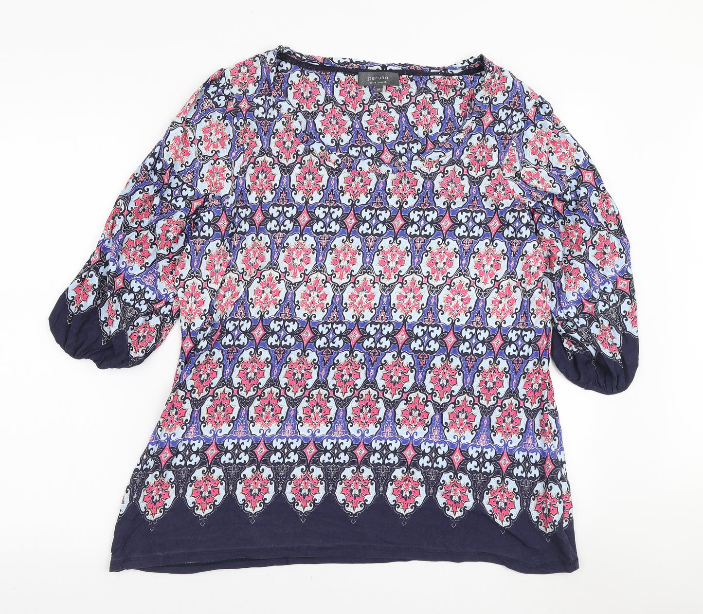 Marks and Spencer Womens Multicoloured Geometric Viscose Basic Blouse Size 20 Round Neck