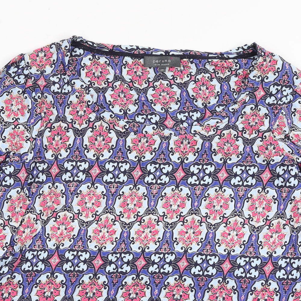 Marks and Spencer Womens Multicoloured Geometric Viscose Basic Blouse Size 20 Round Neck