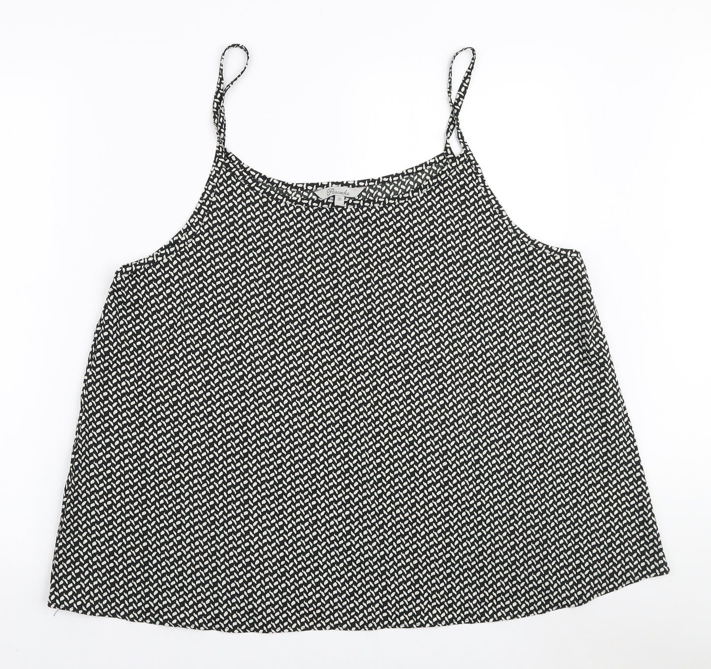 Peacocks Womens Black Geometric Polyester Camisole Tank Size 20 Scoop Neck