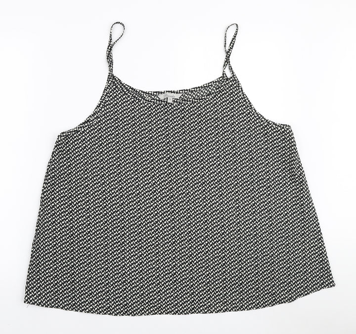 Peacocks Womens Black Geometric Polyester Camisole Tank Size 20 Scoop Neck