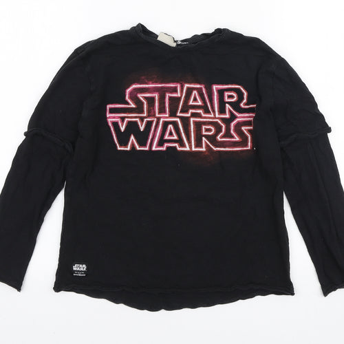 Zara Boys Black Cotton Pullover T-Shirt Size 8 Years Round Neck Pullover - Star Wars