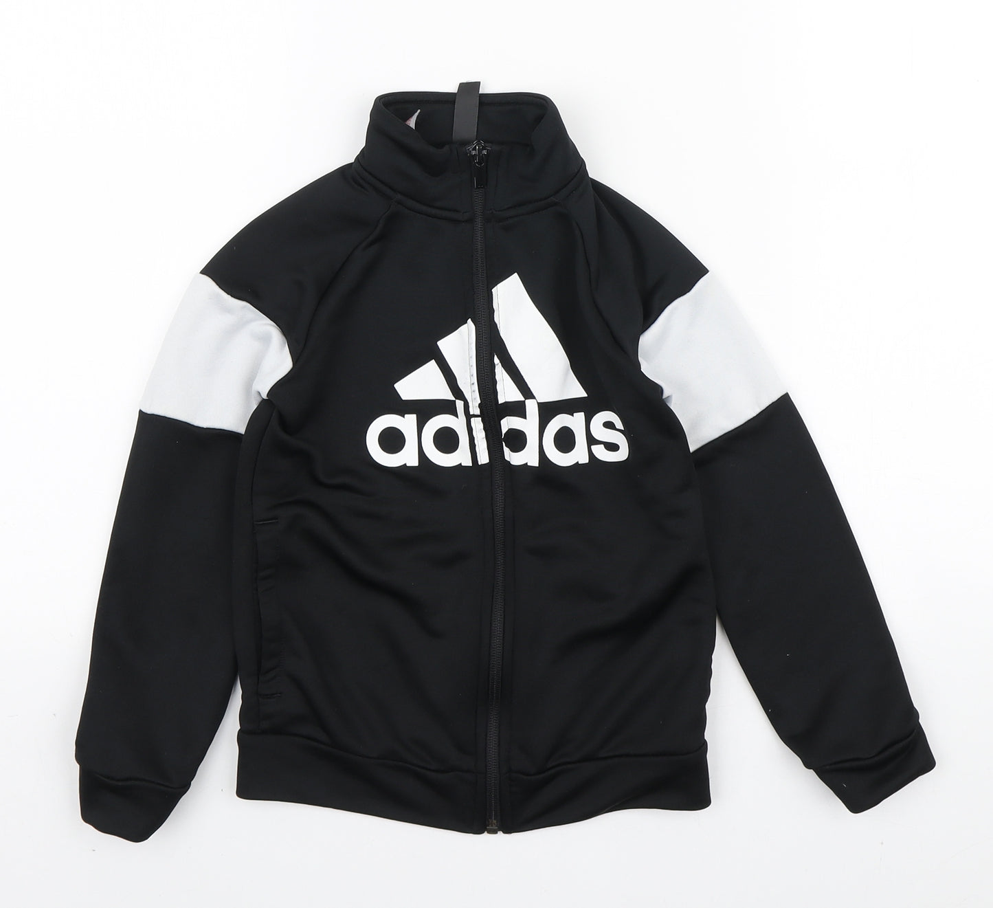 adidas Boys Black Polyester Full Zip Sweatshirt Size 7-8 Years Zip