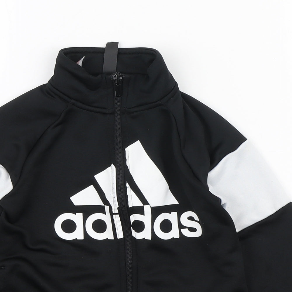 adidas Boys Black Polyester Full Zip Sweatshirt Size 7-8 Years Zip