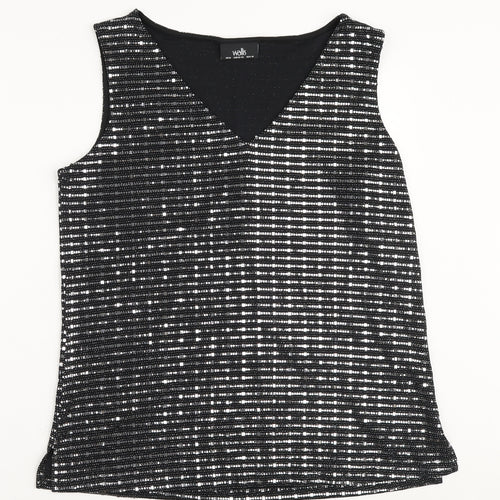 Wallis Womens Black Nylon Basic Tank Size M V-Neck