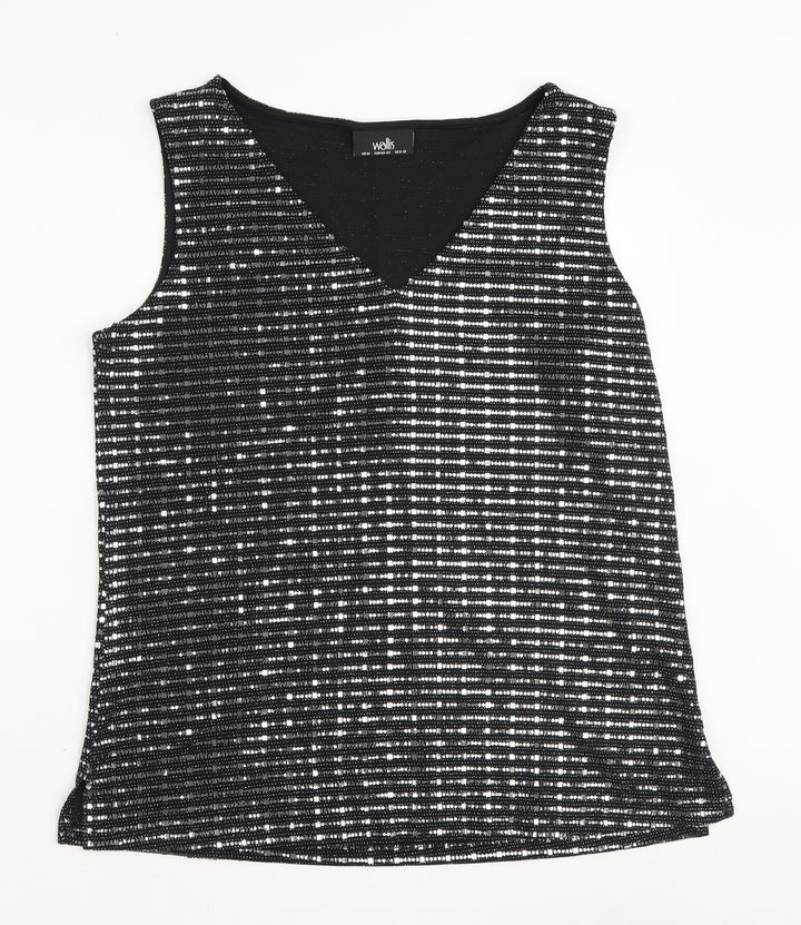 Wallis Womens Black Nylon Basic Tank Size M V-Neck