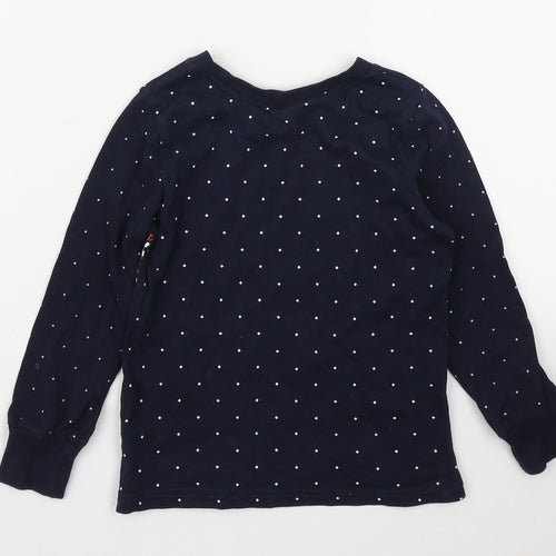 George Girls Blue Fair Isle Cotton Basic T-Shirt Size 4-5 Years Round Neck Pullover - Festive Top