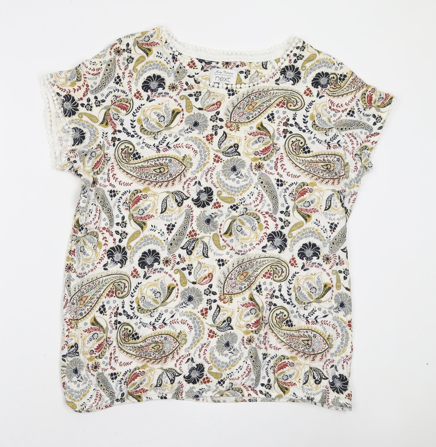 NEXT Womens Multicoloured Paisley Cotton Basic T-Shirt Size 18 Round Neck
