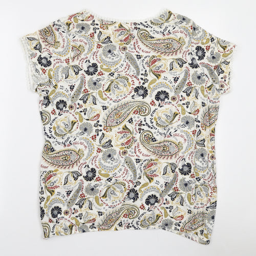 NEXT Womens Multicoloured Paisley Cotton Basic T-Shirt Size 18 Round Neck