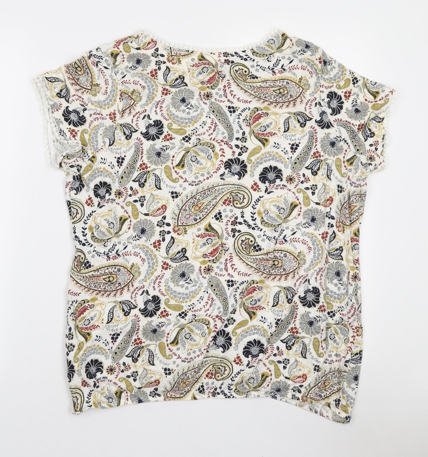 NEXT Womens Multicoloured Paisley Cotton Basic T-Shirt Size 18 Round Neck