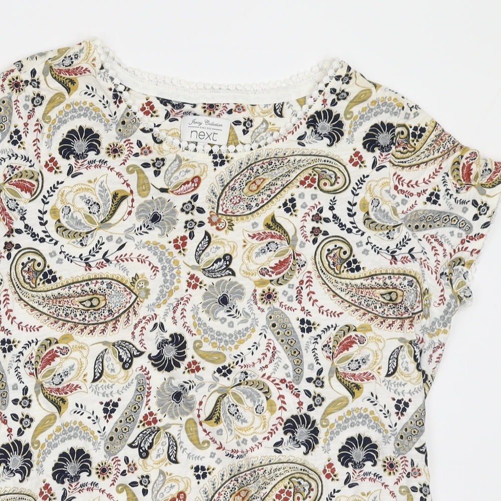 NEXT Womens Multicoloured Paisley Cotton Basic T-Shirt Size 18 Round Neck