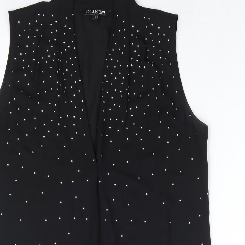 Debenhams Womens Black Polyester Basic Blouse Size 12 V-Neck