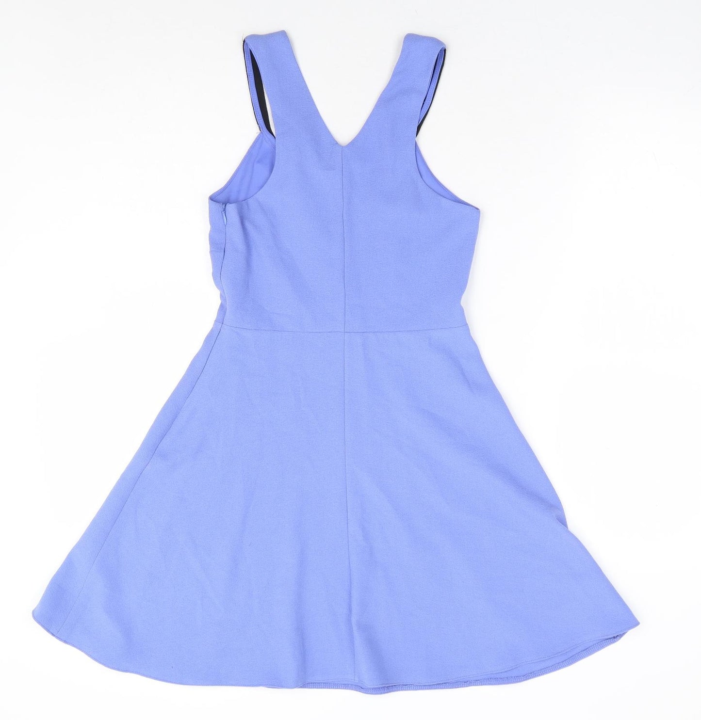 Primark Womens Blue Polyester Fit & Flare Size 6 V-Neck Zip