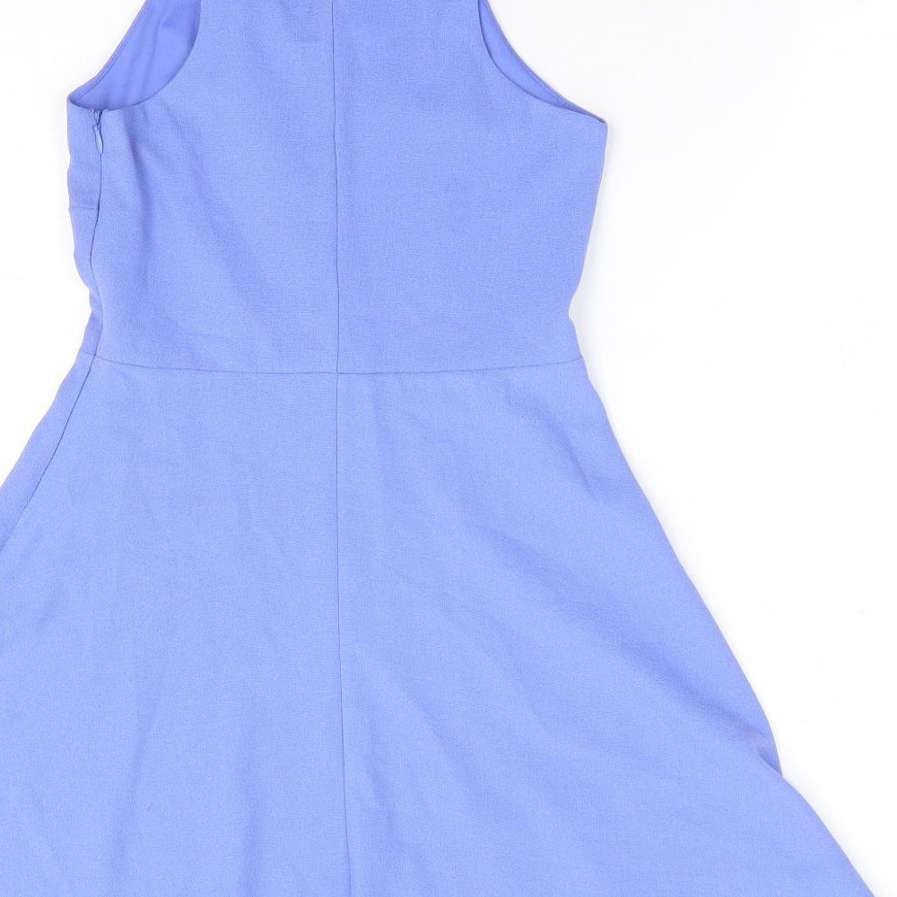 Primark Womens Blue Polyester Fit & Flare Size 6 V-Neck Zip