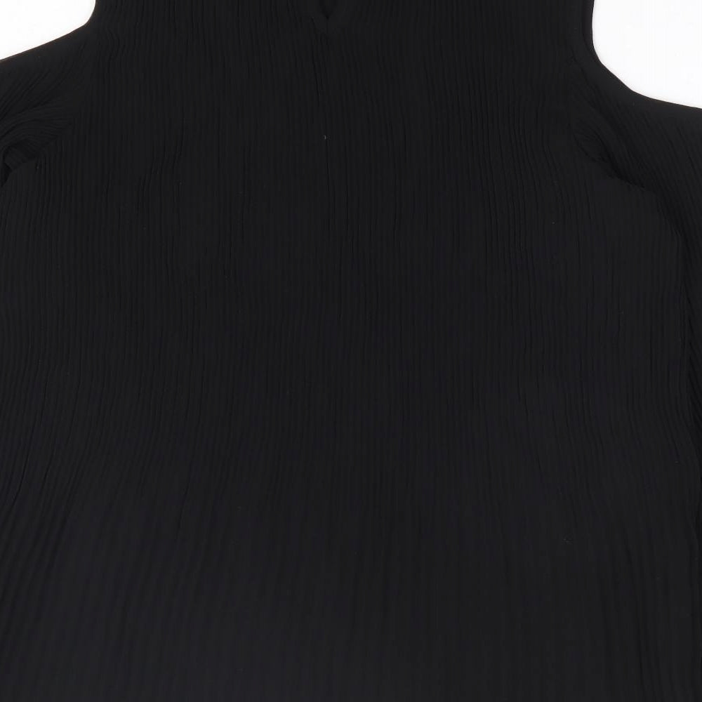 NEXT Womens Black Polyester Basic Blouse Size 8 Round Neck - Cold Shoulder Detail