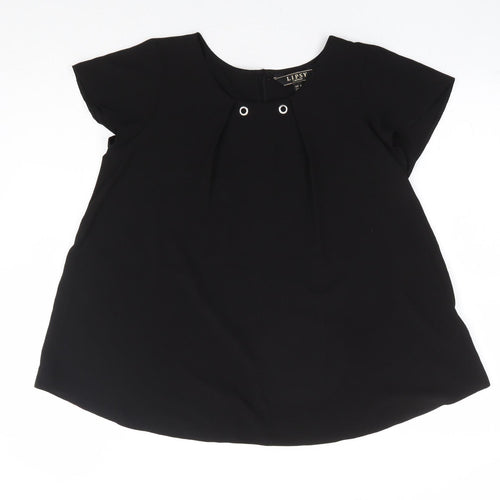Lipsy Womens Black Polyester Basic Blouse Size 8 Round Neck