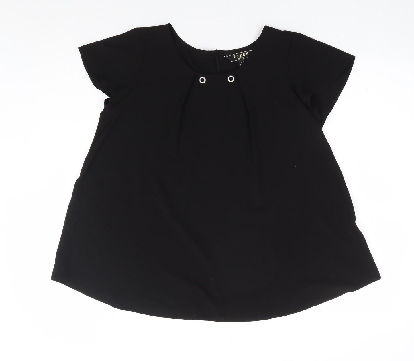Lipsy Womens Black Polyester Basic Blouse Size 8 Round Neck