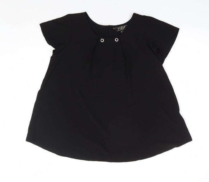 Lipsy Womens Black Polyester Basic Blouse Size 8 Round Neck