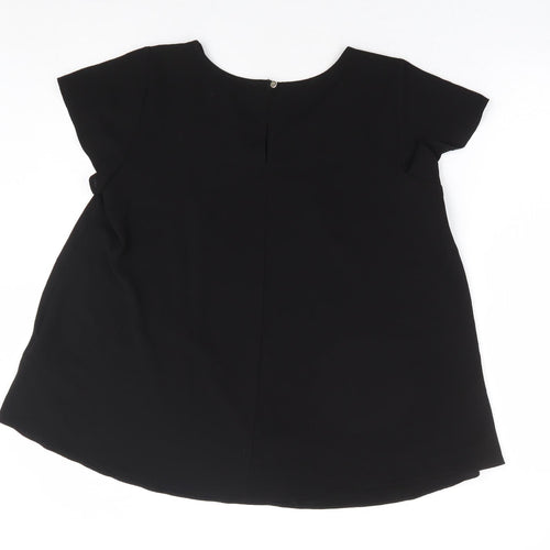 Lipsy Womens Black Polyester Basic Blouse Size 8 Round Neck
